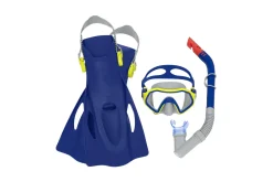 Bestway Swim Gear< Crusader Dark Blue Unisex Youth Snorkel Set With Fins, Ages 7+
