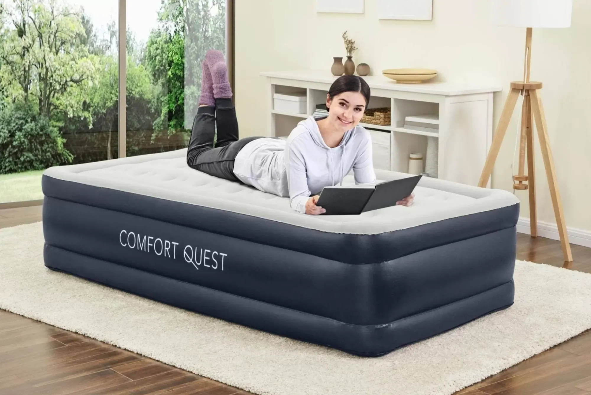 Bestway Indoor Air Mattresses< Essential Comfort Air Mattress Twin 18" With Built-In Ac Pump And Antimicrobial Coating