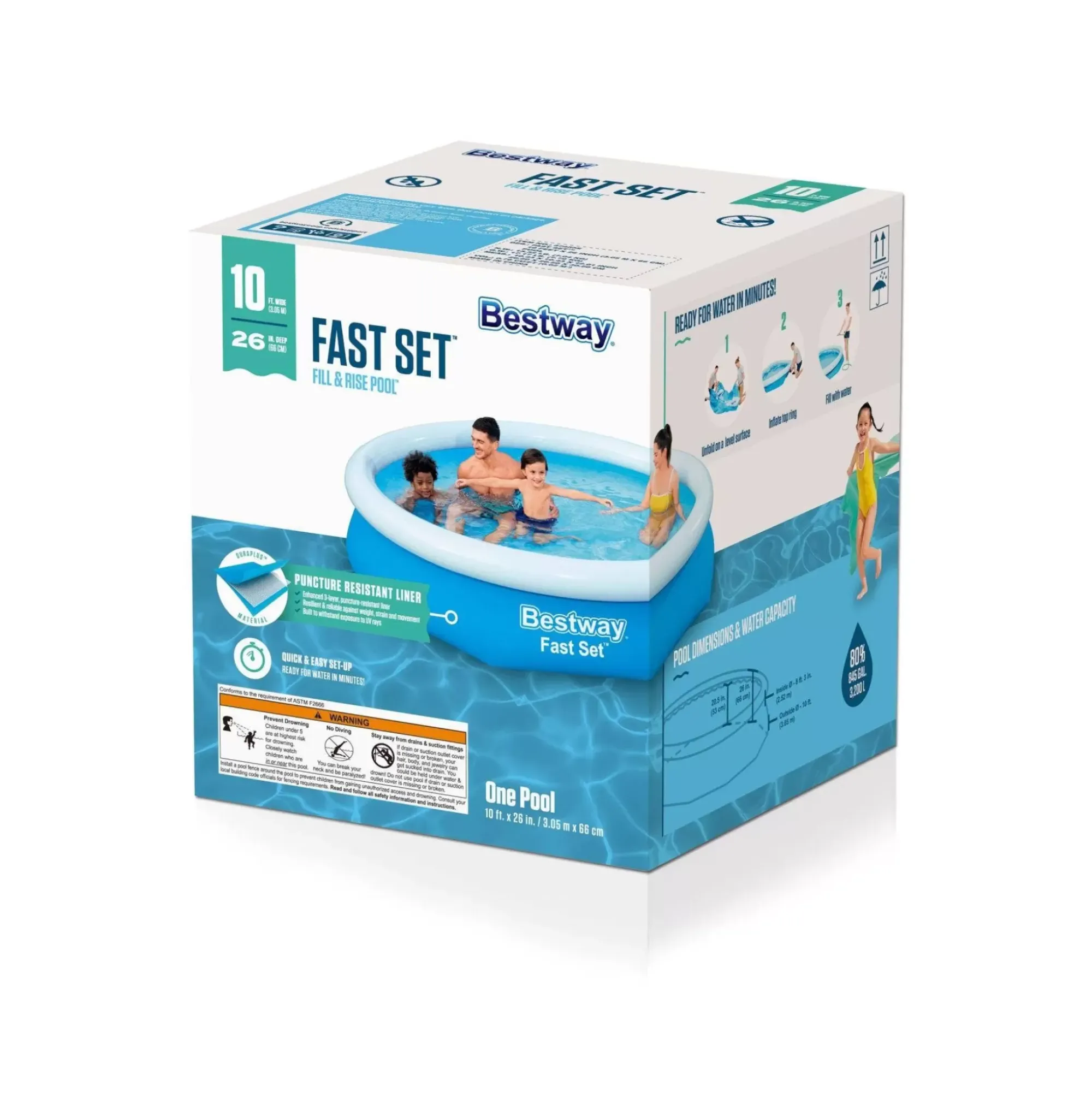 Bestway Fast Set Pools< Fast Set 10' X 26" Round Inflatable Pool