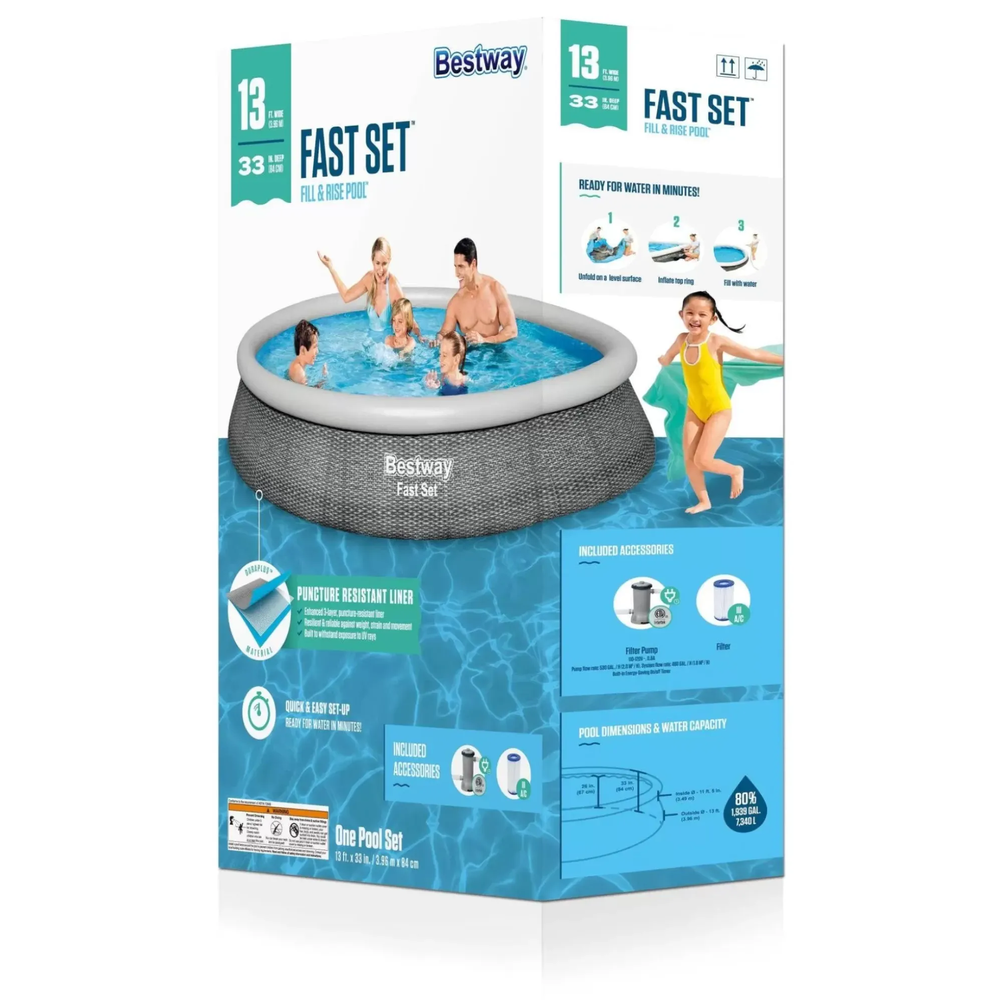 Bestway Fast Set Pools< Fast Set 13' X 33" Round Inflatable Pool Set