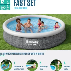 Bestway Fast Set Pools< Fast Set 12' X 30" Round Inflatable Pool Set