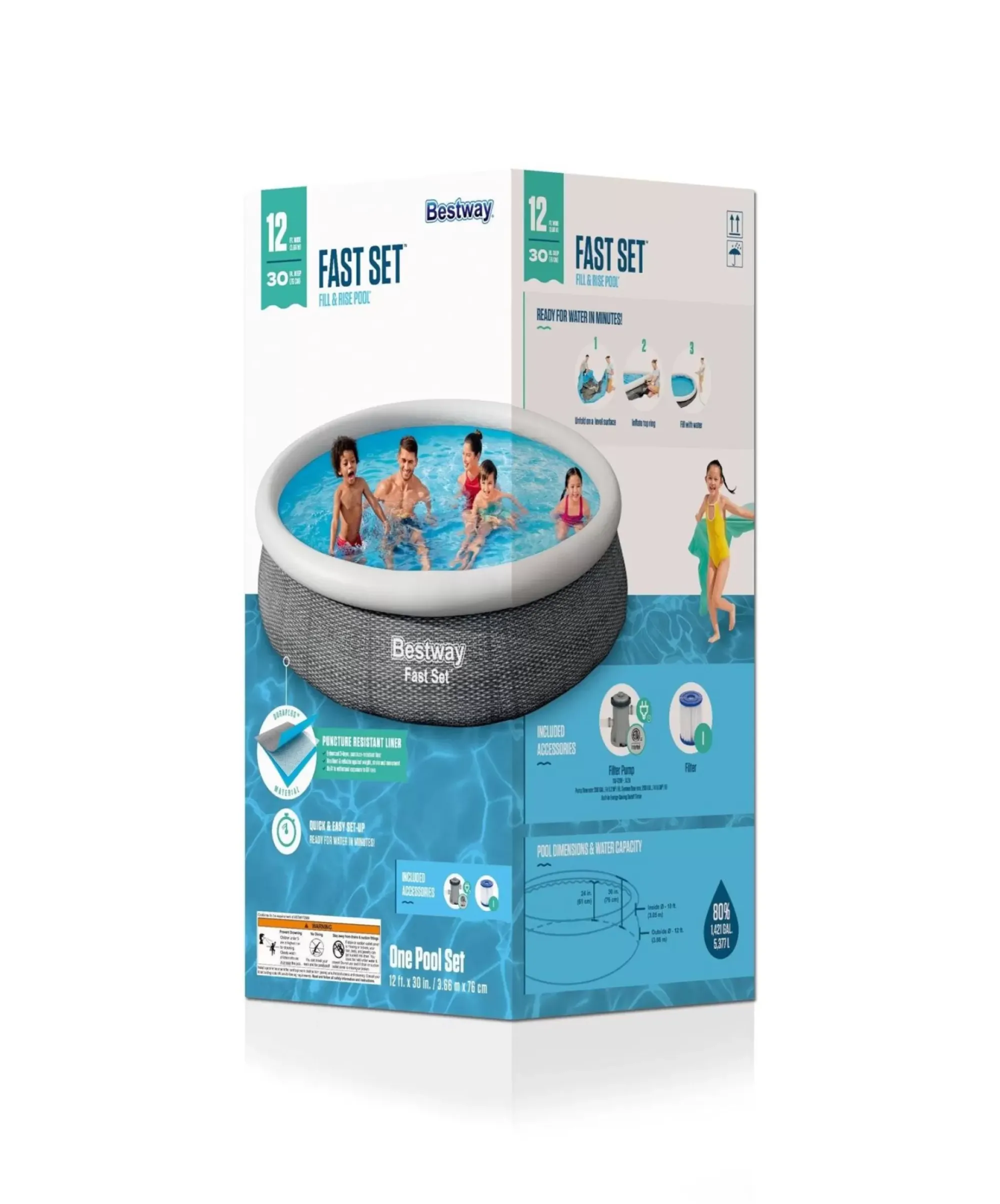 Bestway Fast Set Pools< Fast Set 12' X 30" Round Inflatable Pool Set
