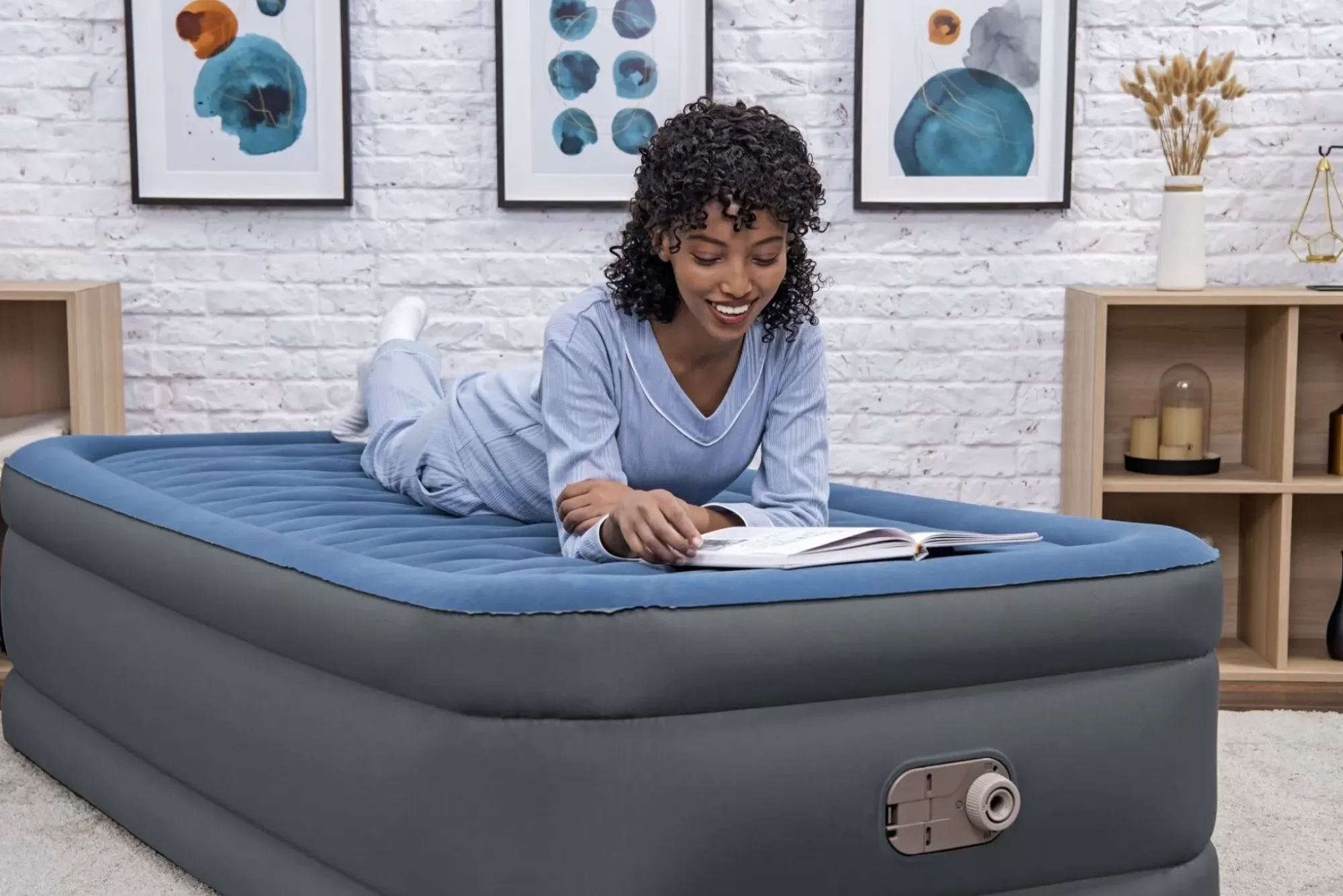 Bestway Indoor Air Mattresses< Tough Guard Air Mattress Twin 18 With Built-In Ac Pump And Antimicrobial Coating