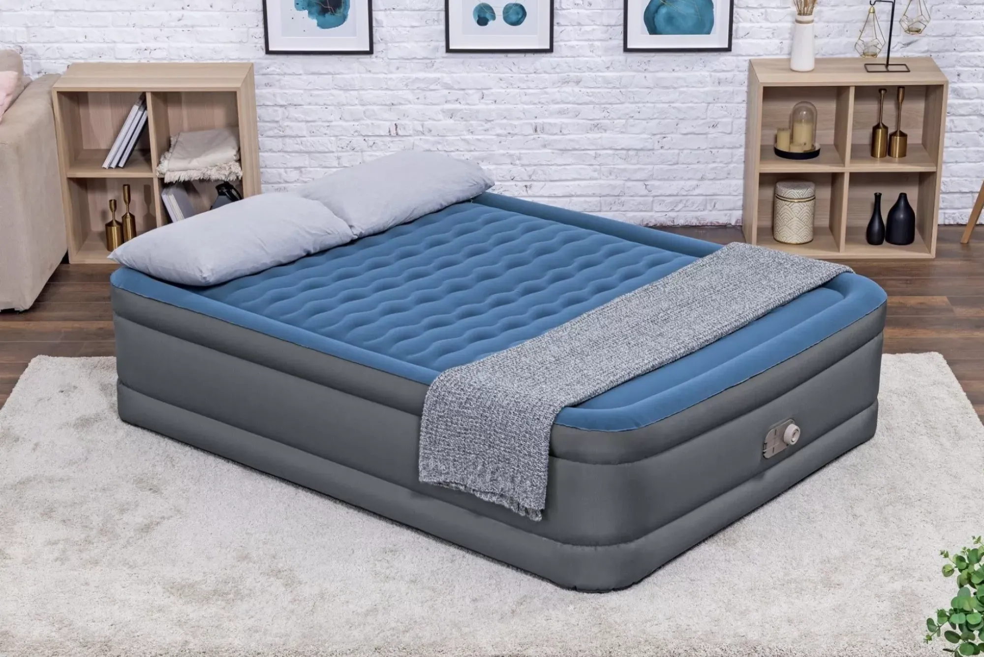 Bestway Indoor Air Mattresses< Tough Guard Air Mattress Queen 18 With Built-In Ac Pump And Antimicrobial Coating