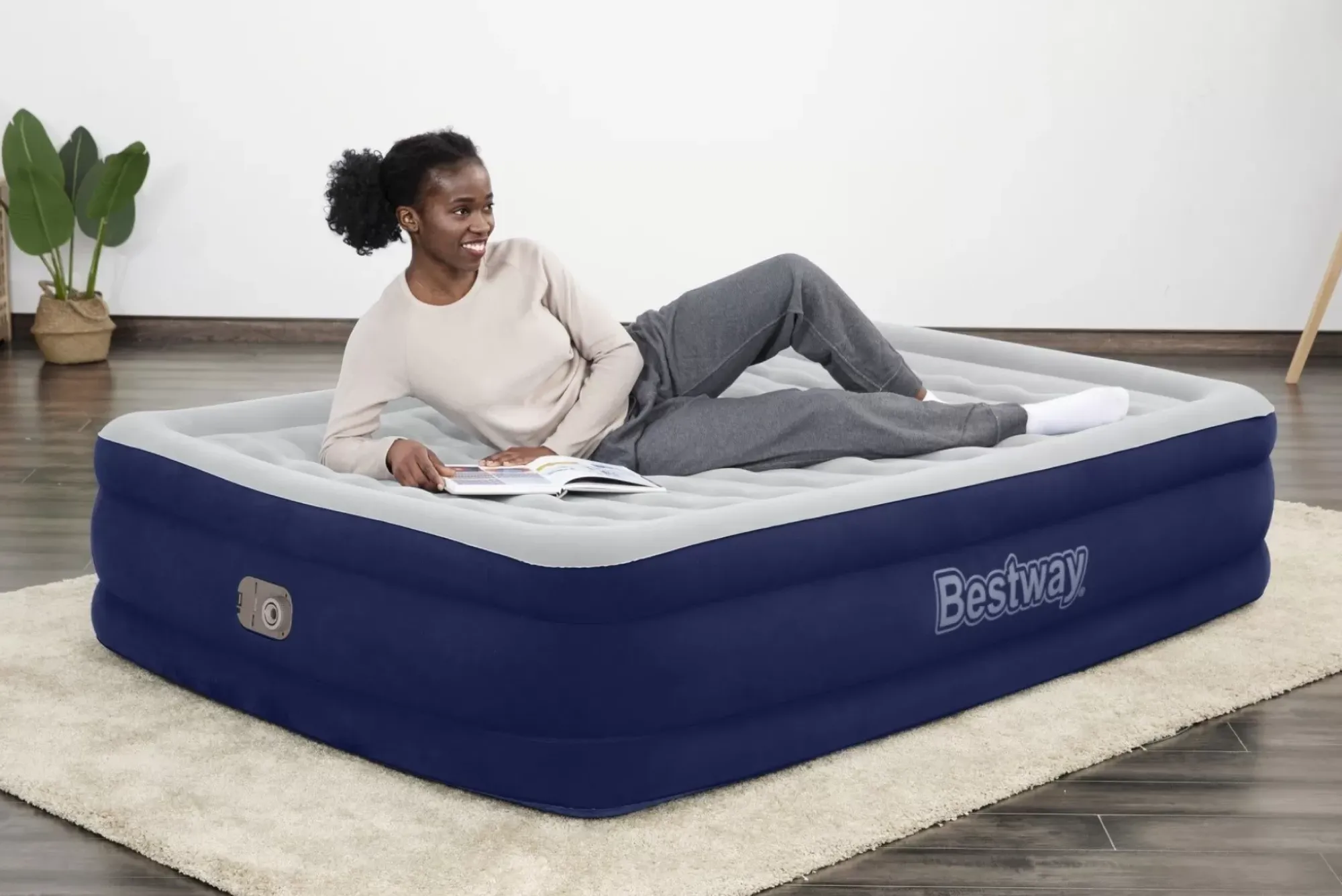 Bestway Indoor Air Mattresses< Tritech Air Mattress Full 15 With Built-In Ac Pump Included And Antimicrobial Coating