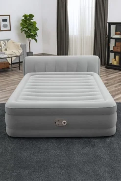 Bestway Indoor Air Mattresses< Tritech Air Mattress Queen 18" With Headboard, Built-In Ac Pump And Antimicrobial Coating
