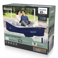 Bestway Indoor Air Mattresses< Tritech Air Mattress Queen 22 In. With Built-In Ac Pump And Antimicrobial Coating