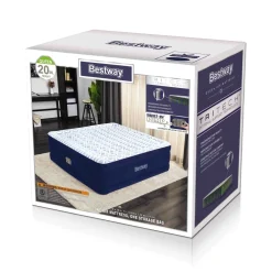 Bestway Indoor Air Mattresses< Tritech Fashion Flock Air Mattress Queen 20" With Built-In Ac Pump And Antimicrobial Coating