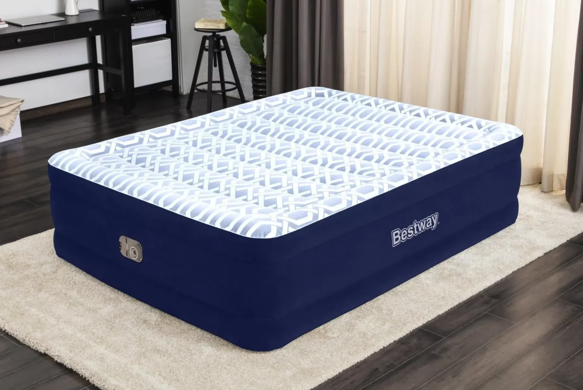 Bestway Indoor Air Mattresses< Tritech Fashion Flock Air Mattress Queen 20" With Built-In Ac Pump And Antimicrobial Coating