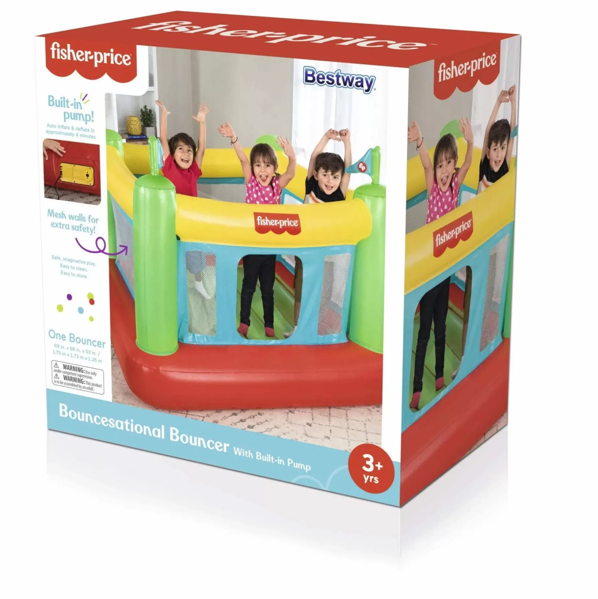 Bestway Bounce Houses<Fisher Price 69'' X 68'' X 53'' Bouncesational Indoor Bouncer With Built-In Pump