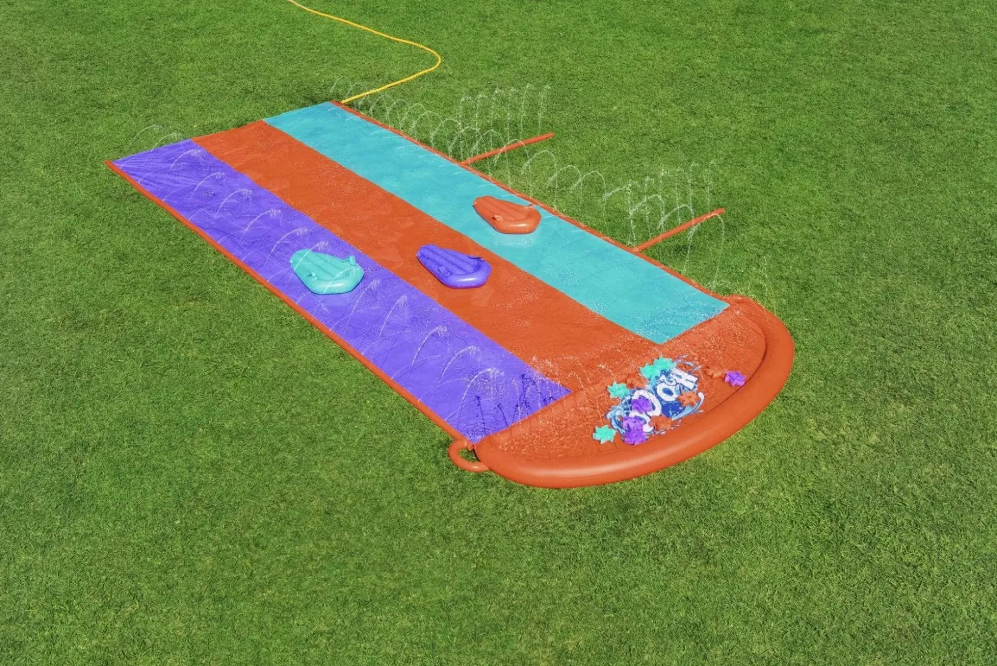 Bestway Water Slides<H2Ogo! 16' Triple Water Slide With Sponge Soakers Toys And Three Riders