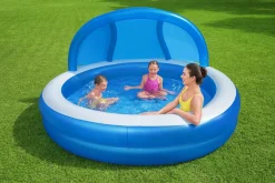 Bestway Kiddie Pools<H2Ogo! 7'11 X 55 Summer Days Inflatable Round Kiddie Pool With Uv Careful Sunshade
