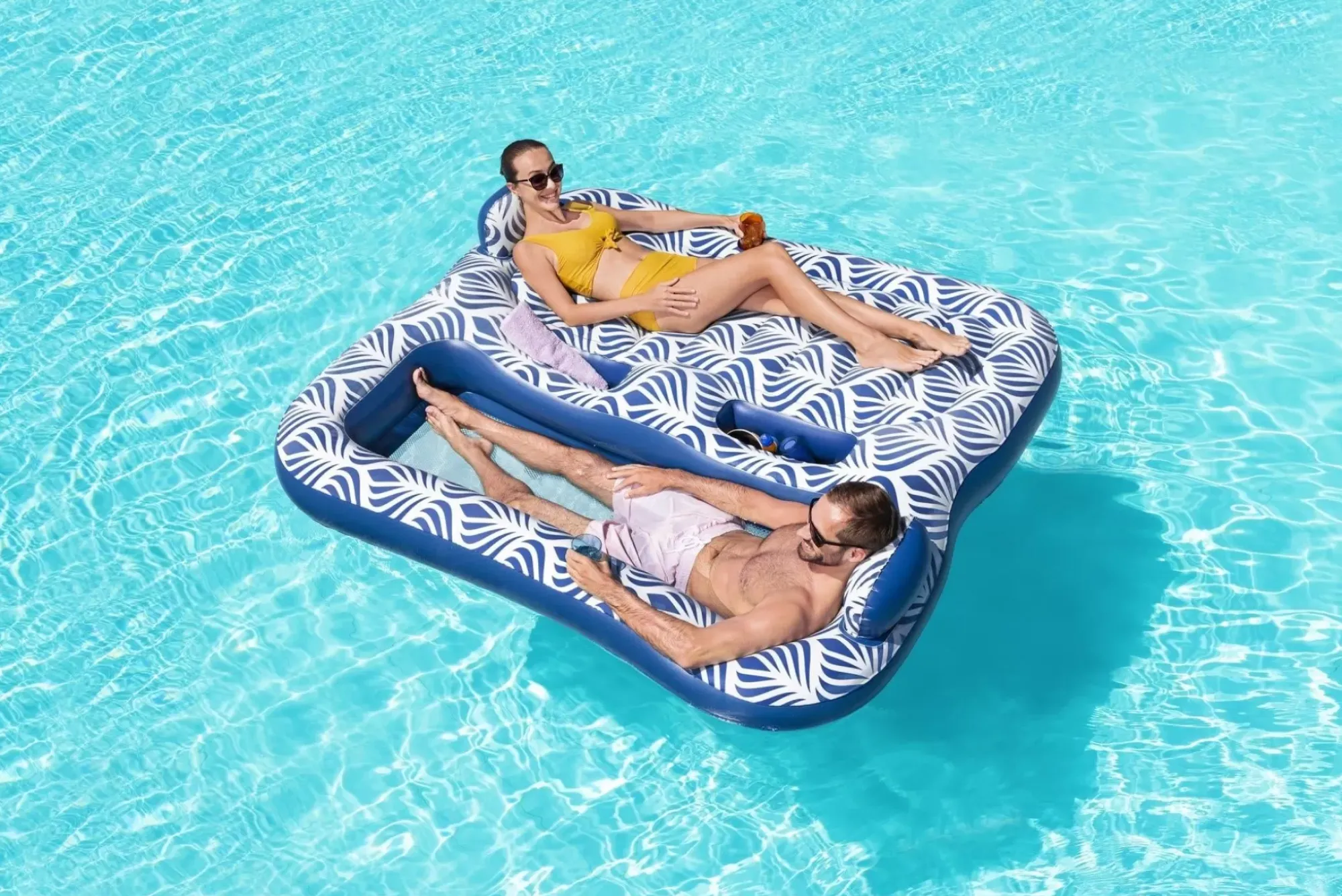 Bestway Pool Floats<H2Ogo! Comfort Plush 2-Person Double Pool Lounge Float