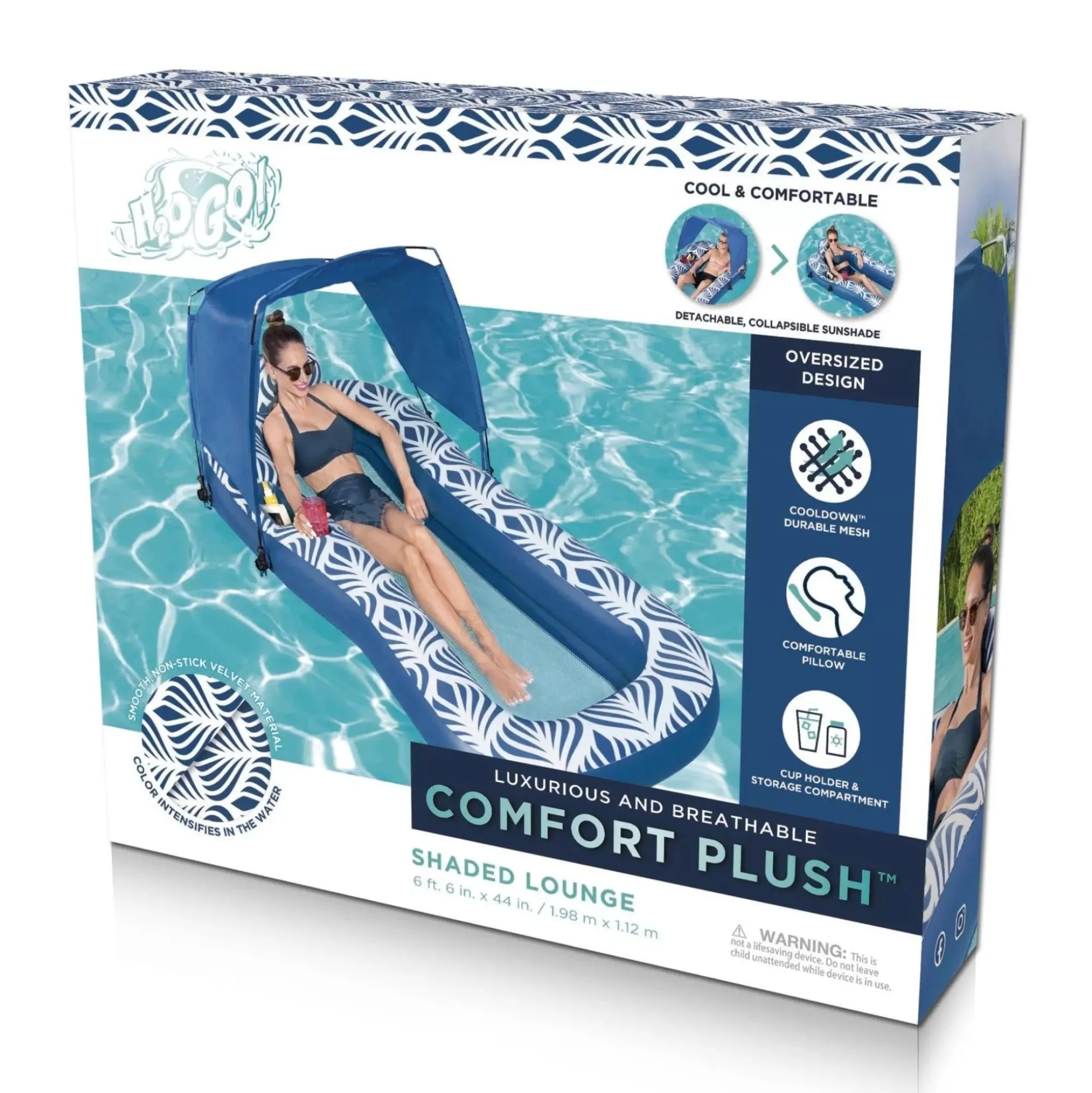 Bestway Pool Floats<H2Ogo! Comfort Plush Shaded Pool Lounge Float