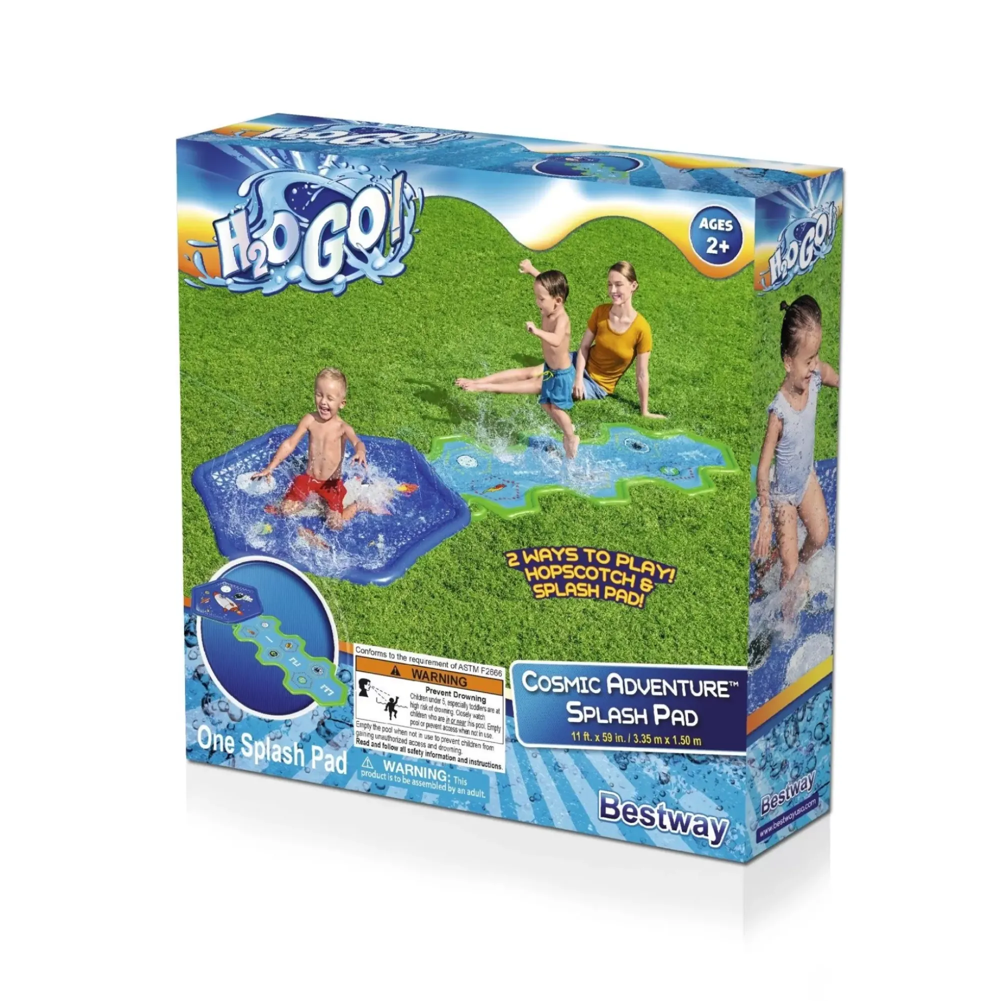 Bestway Water Slides<H2Ogo! Cosmic Adventure Kids Sprinkler Splash Pad And Inflatable Water Slide