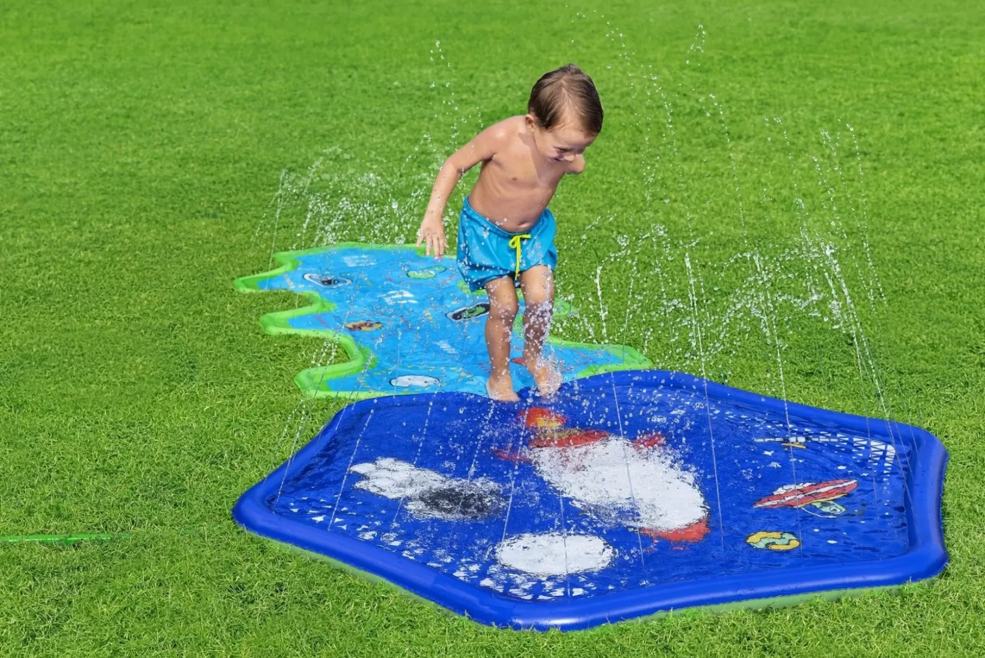 Bestway Water Slides<H2Ogo! Cosmic Adventure Kids Sprinkler Splash Pad And Inflatable Water Slide