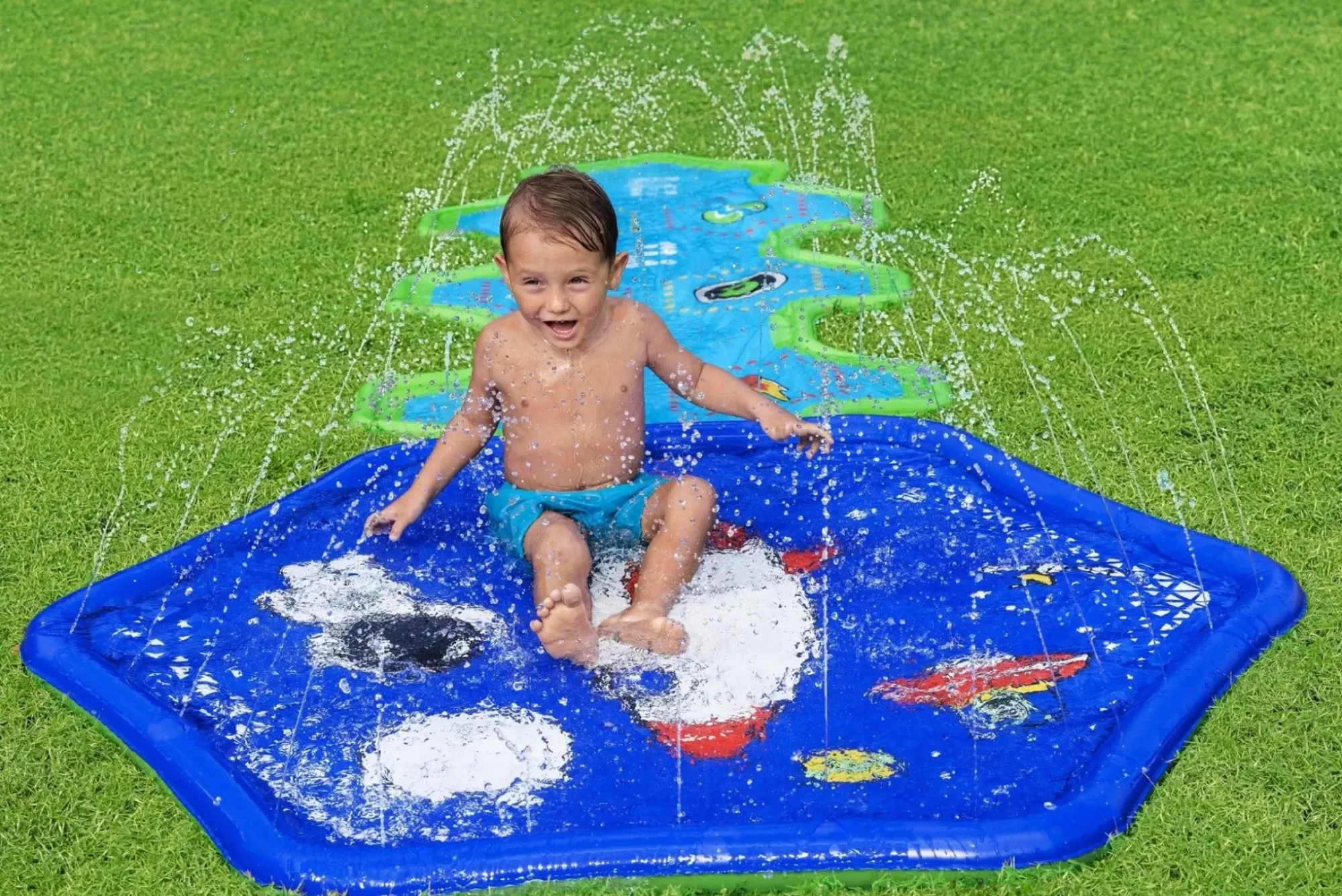Bestway Water Slides<H2Ogo! Cosmic Adventure Kids Sprinkler Splash Pad And Inflatable Water Slide