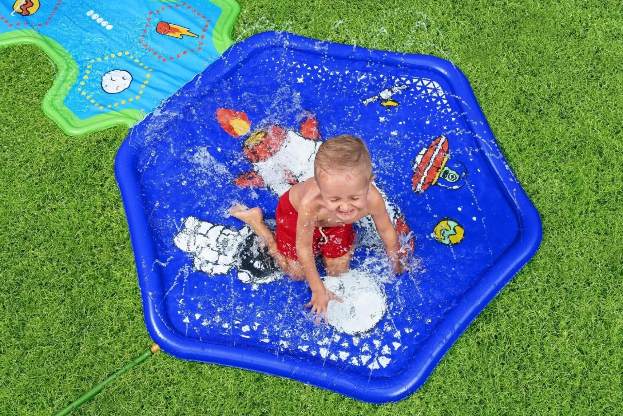 Bestway Water Slides<H2Ogo! Cosmic Adventure Kids Sprinkler Splash Pad And Inflatable Water Slide