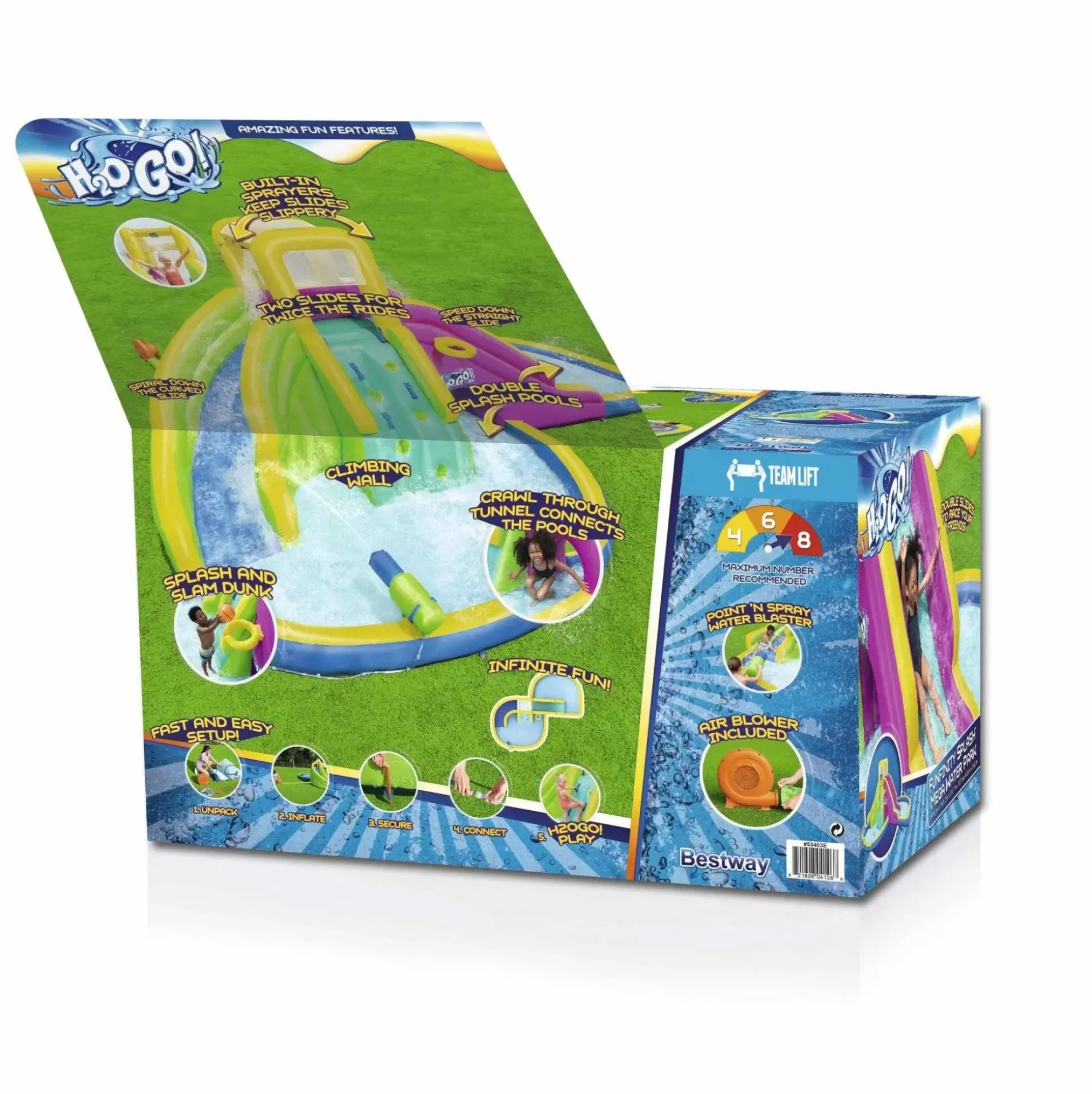 Bestway Mega Water Parks<H2Ogo! Funfinity Splash Kids Inflatable Water Park 19'