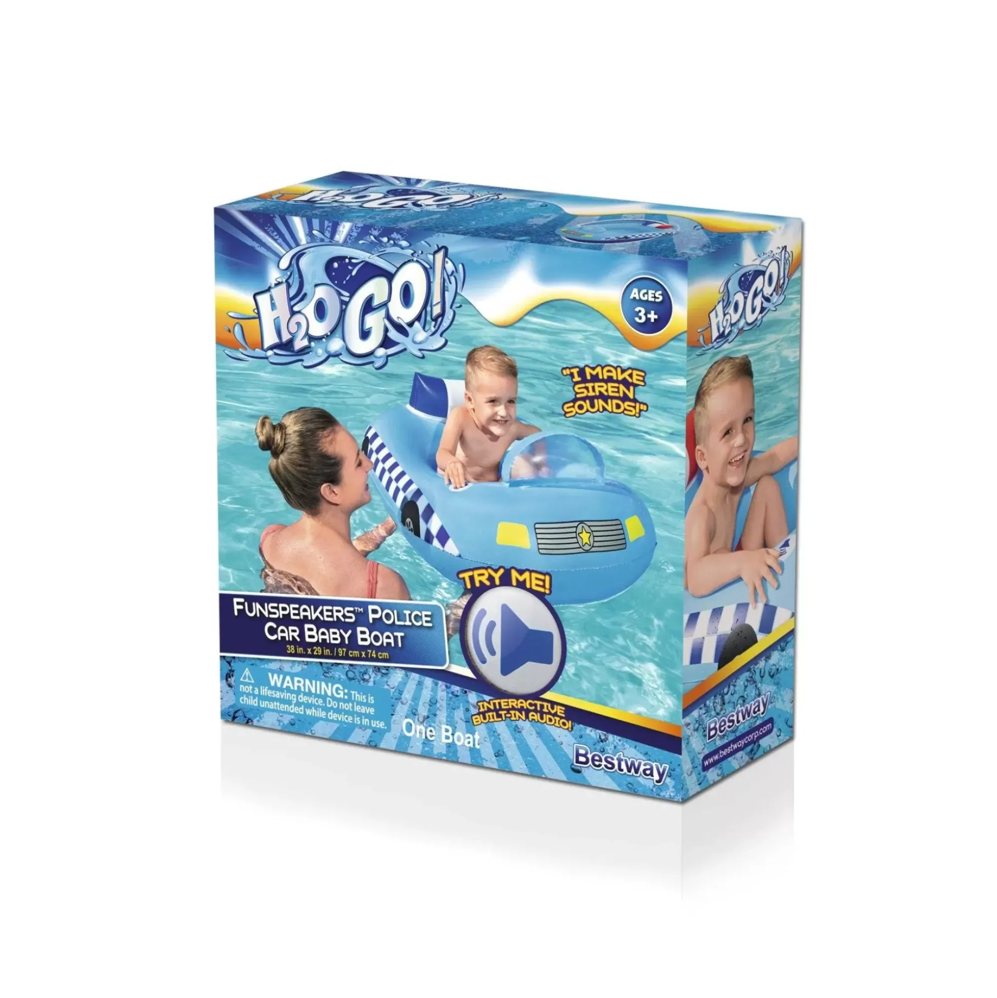 Bestway Pool Floats<H2Ogo! Funspeakers Police Car Baby Boat Float