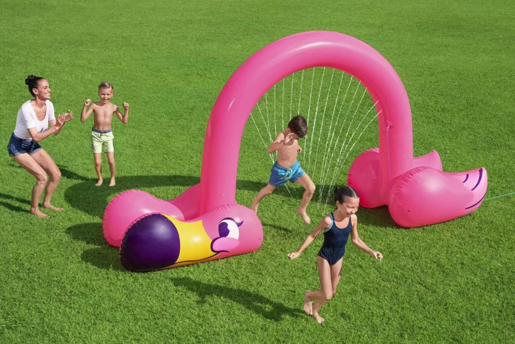 Bestway Sprinklers<H2Ogo! Jumbo Pink Flamingo Inflatable Child Stationary Sprinkler Arch