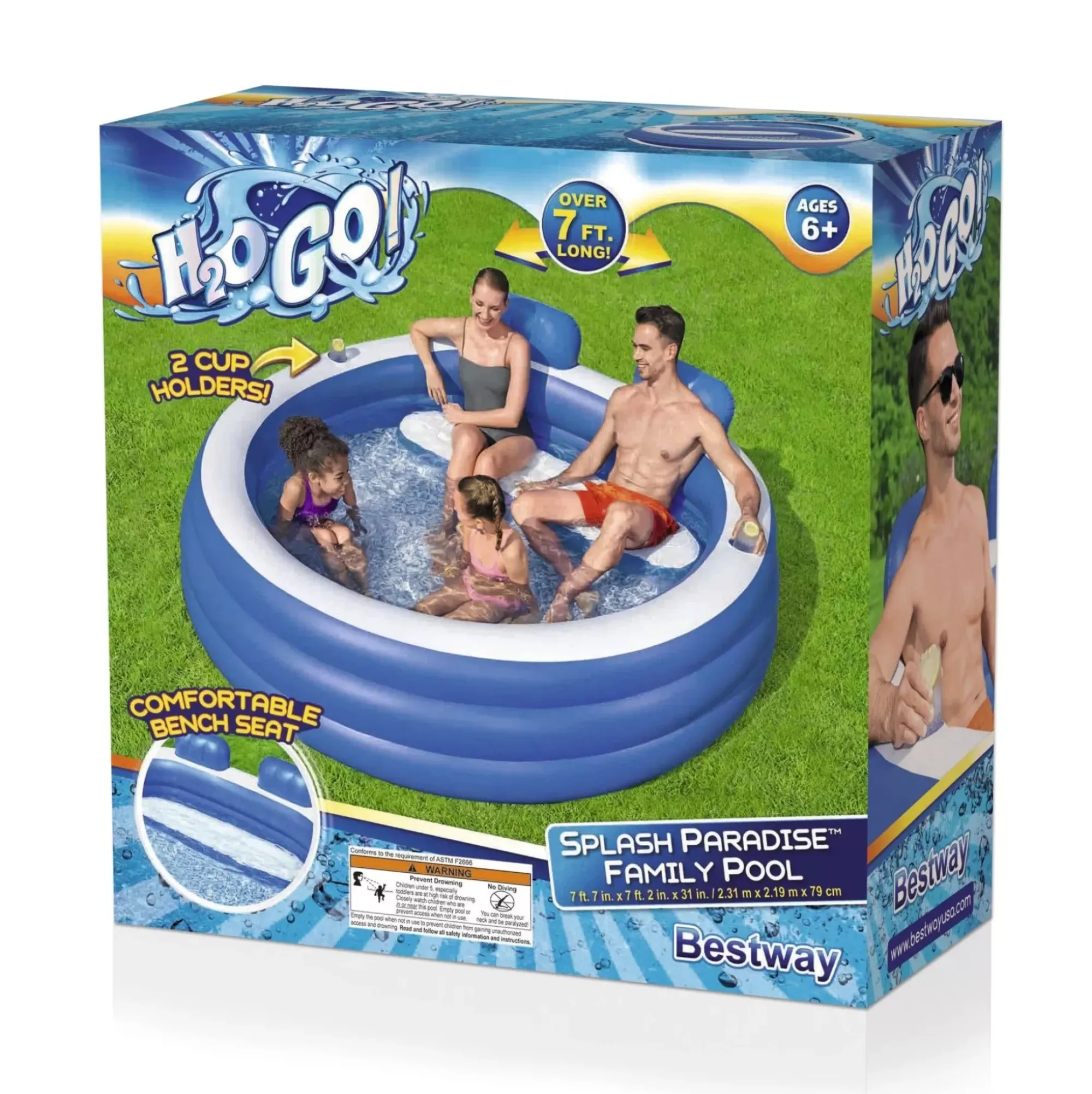 Bestway Family Pools<H2Ogo! Splash Paradise 7'7 X 7'2 X 31 Inflatable Family Pool