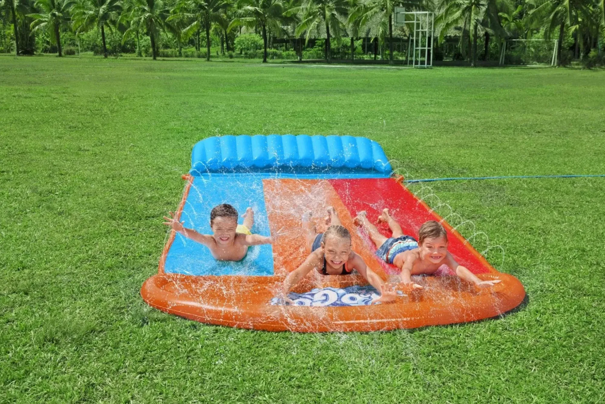 Bestway Water Slides<H2Ogo! Triple Water Slide With Tsunami Splash Ramp 16'