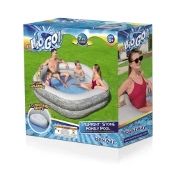 Bestway Kiddie Pools<H2Ogo! Truprint Stone 7'X 6'9 X 21 Soft Sided Inflatable Family Kiddie Pool