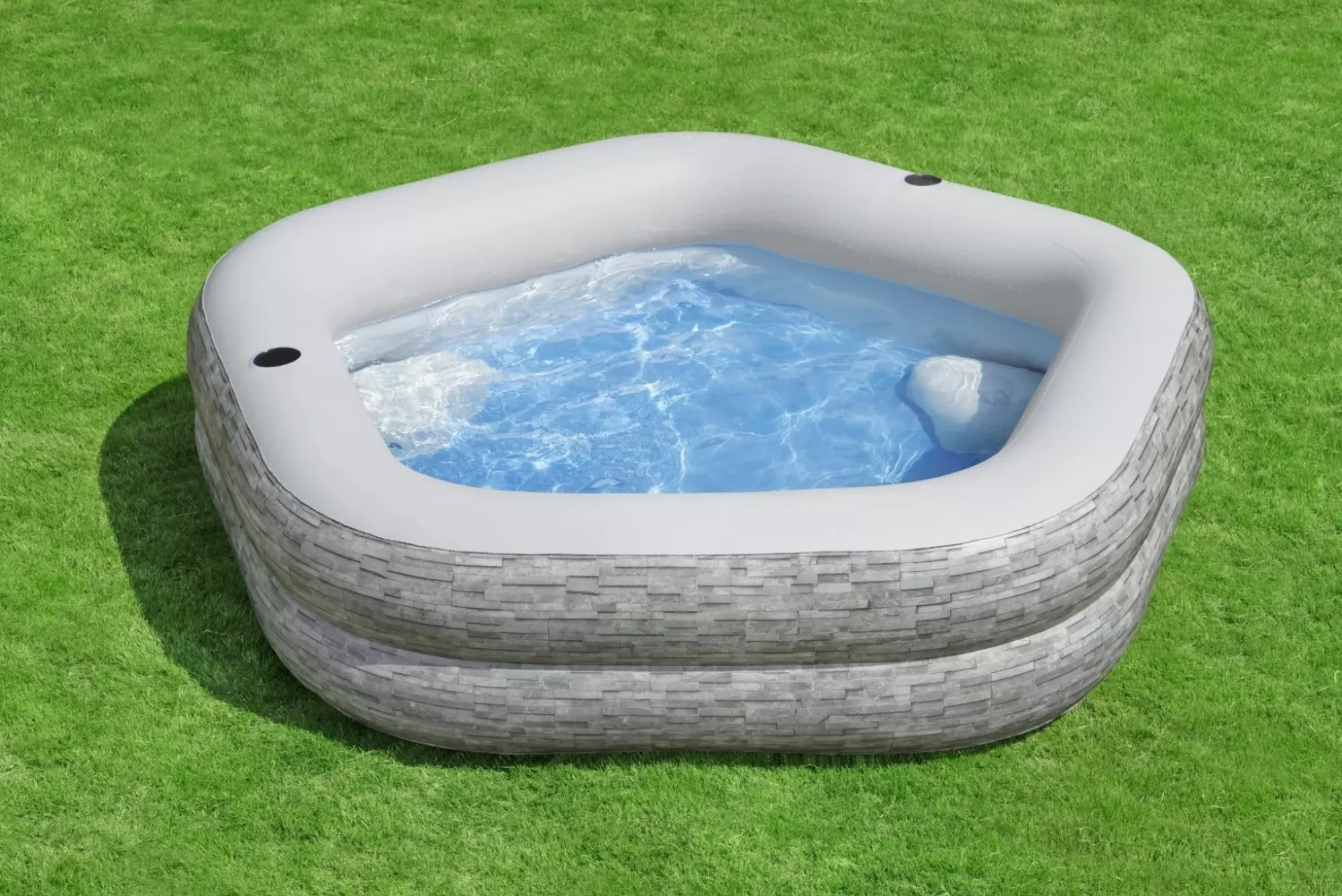 Bestway Kiddie Pools<H2Ogo! Truprint Stone 7'X 6'9 X 21 Soft Sided Inflatable Family Kiddie Pool