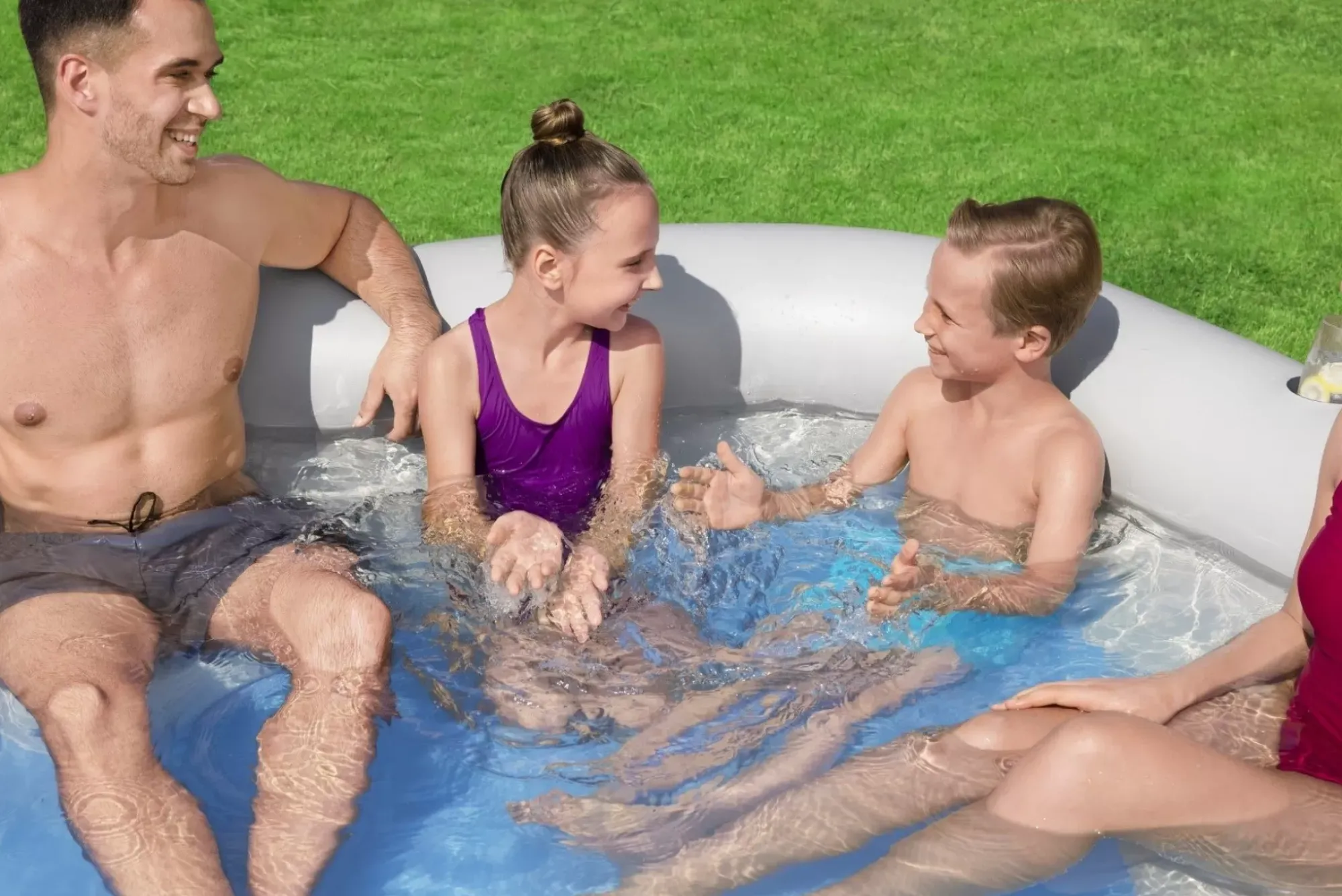 Bestway Kiddie Pools<H2Ogo! Truprint Stone 7'X 6'9 X 21 Soft Sided Inflatable Family Kiddie Pool