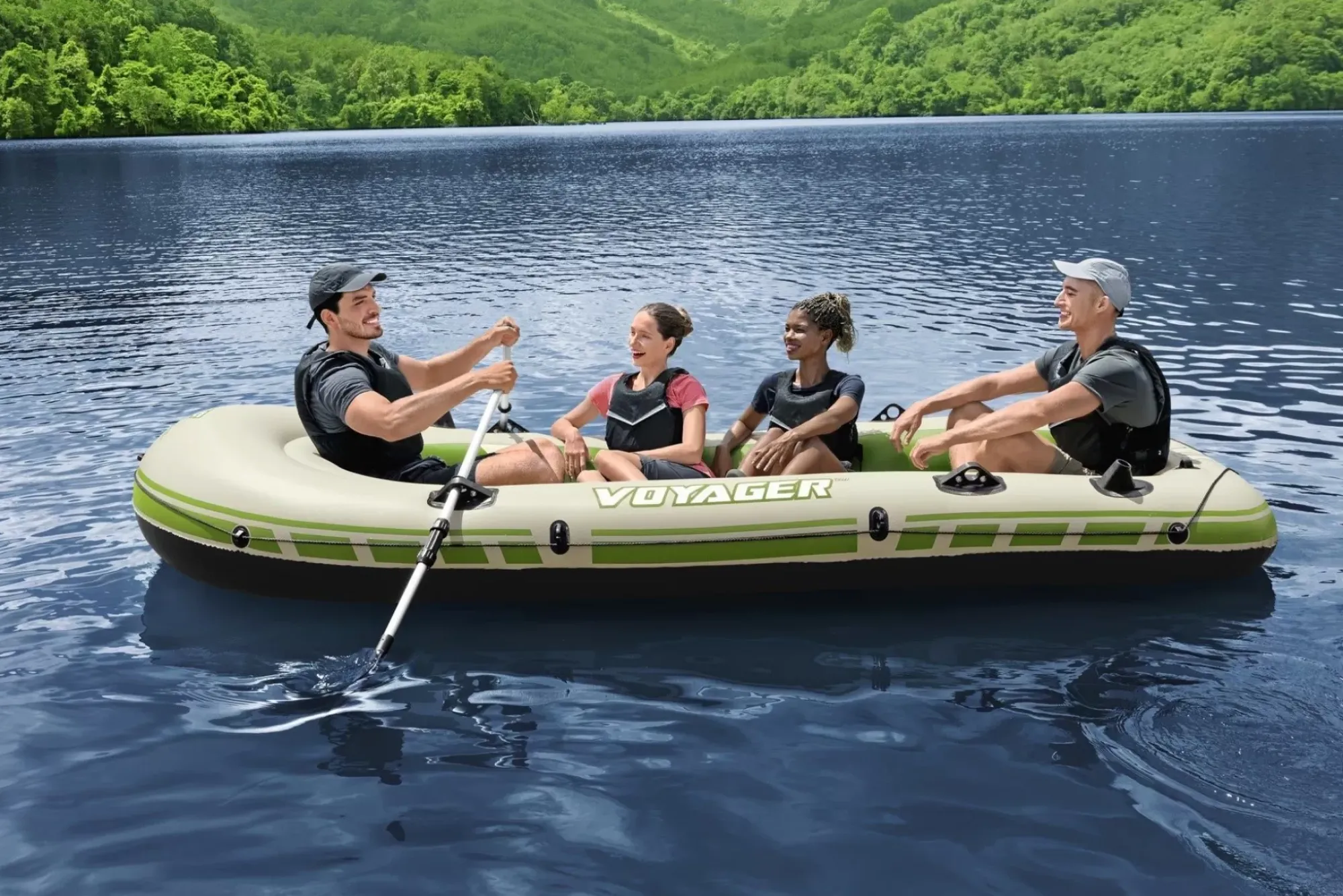 Bestway Rafts<Hydro-Force Voyager X4 Inflatable Raft Set 11'6