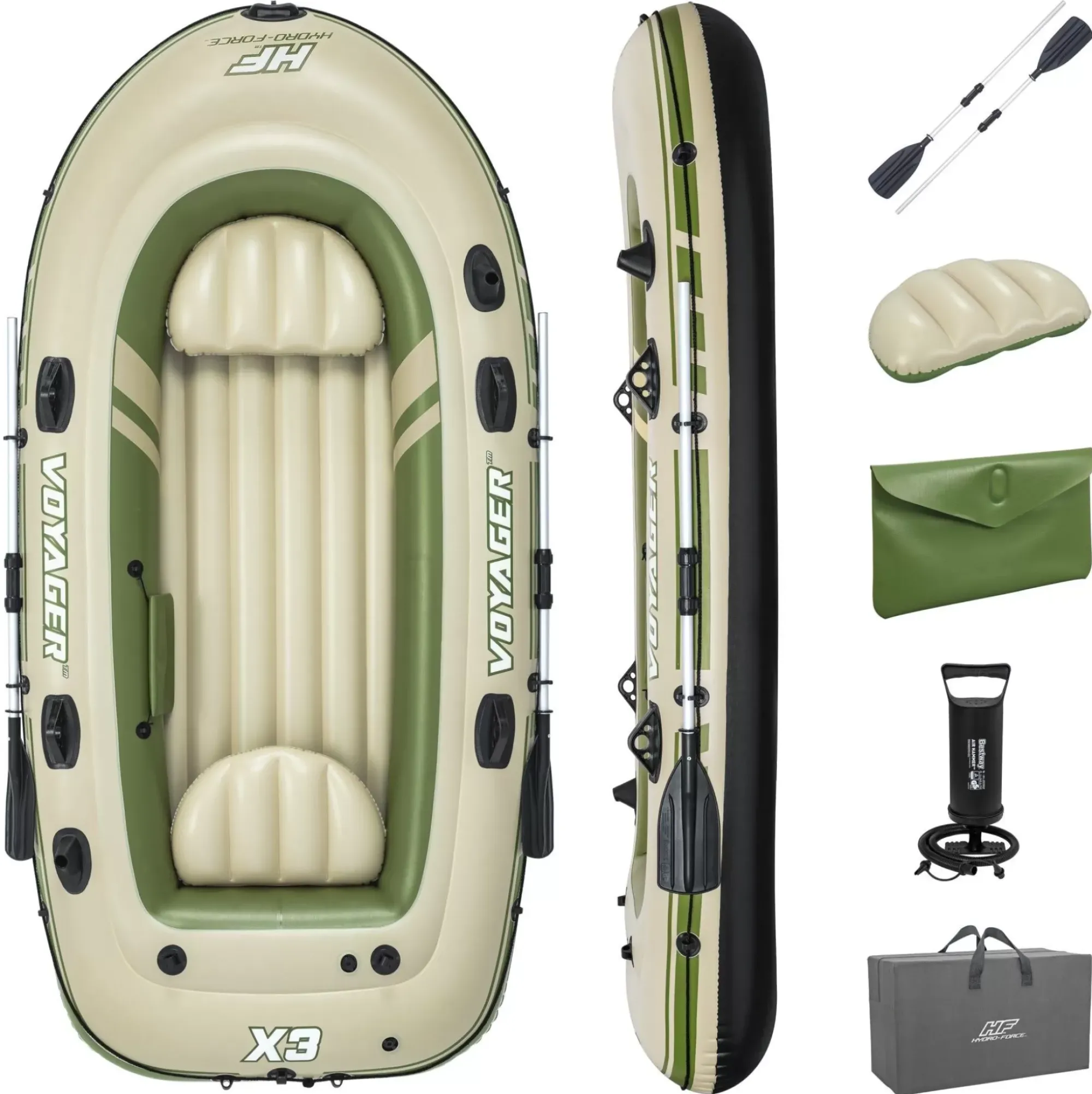 Bestway Rafts<Hydro-Force Voyager X3 Inflatable Raft Set 9'8