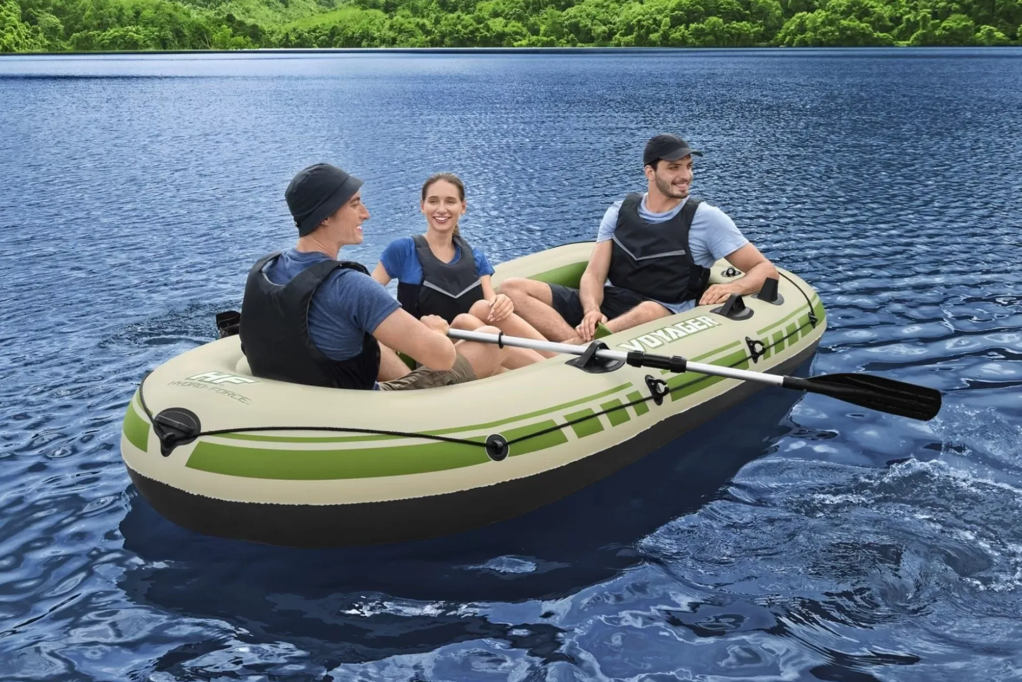 Bestway Rafts<Hydro-Force Voyager X3 Inflatable Raft Set 9'8