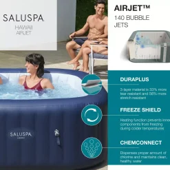 Bestway Airjet<Saluspa Hawaii Airjet Inflatable Hot Tub Spa 4-6 Person