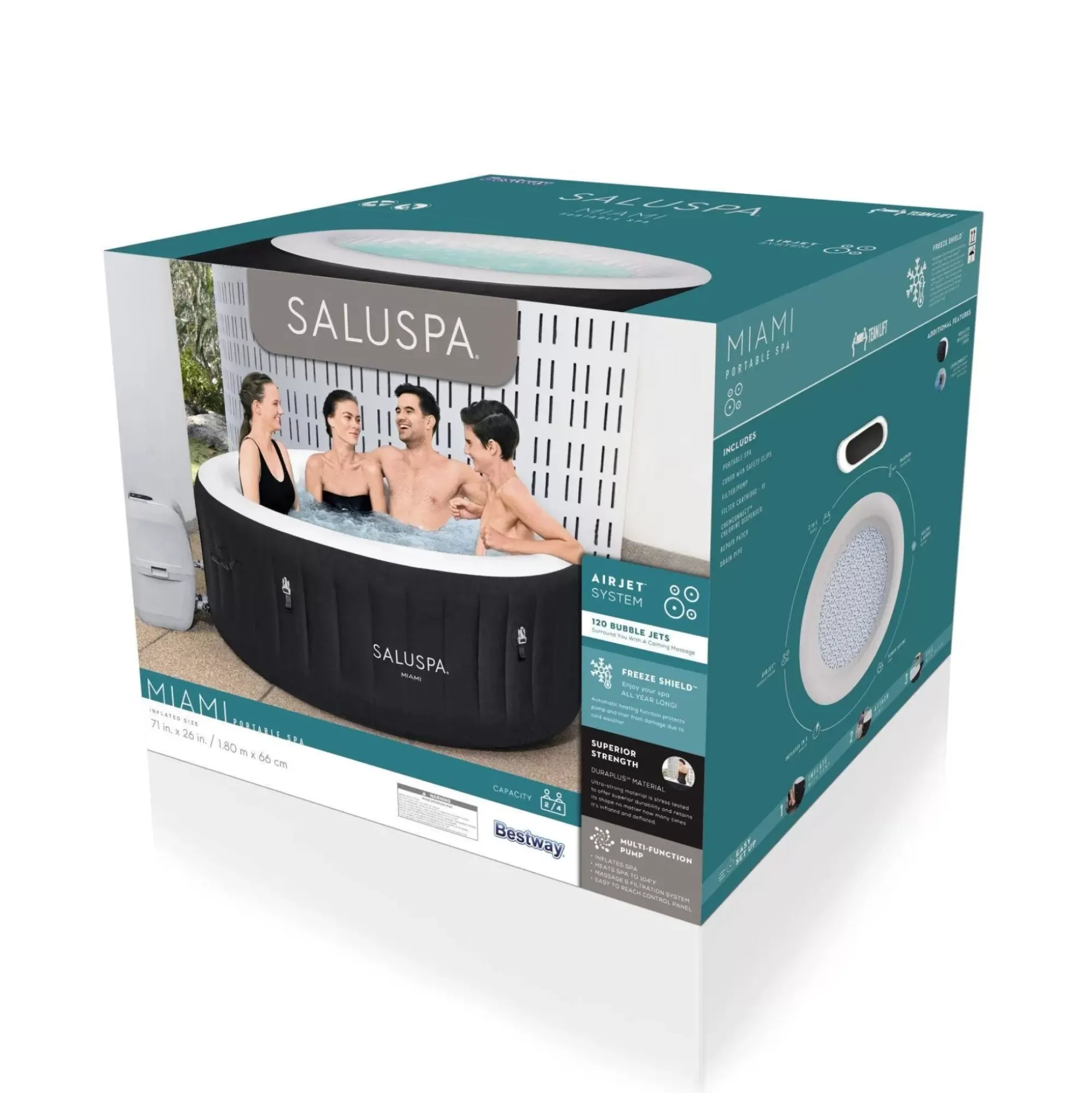 Bestway Airjet<Saluspa Miami Airjet Inflatable Hot Tub Spa 2-4 Person
