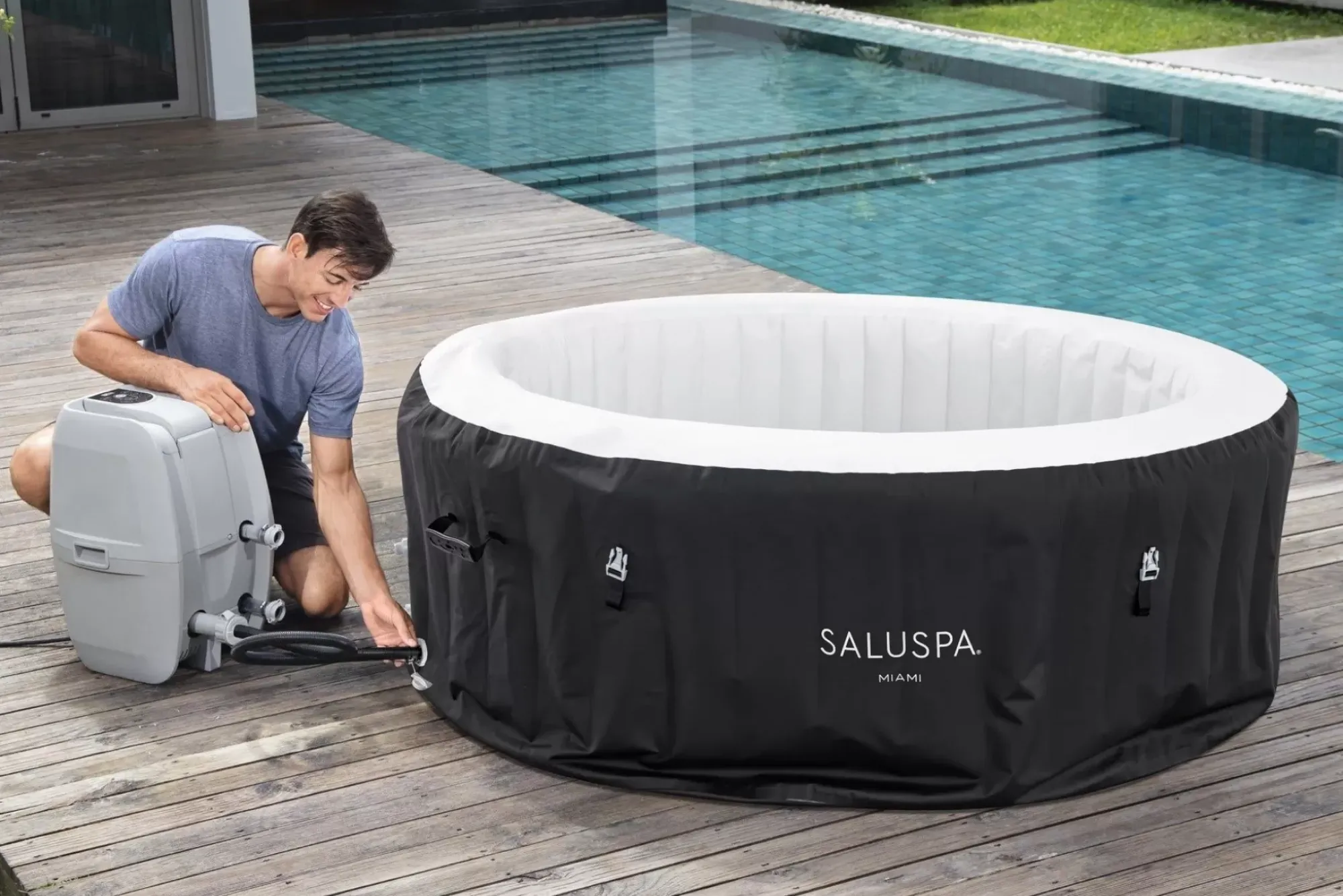 Bestway Airjet<Saluspa Miami Energysense Airjet Inflatable Hot Tub Spa 2-4 Person