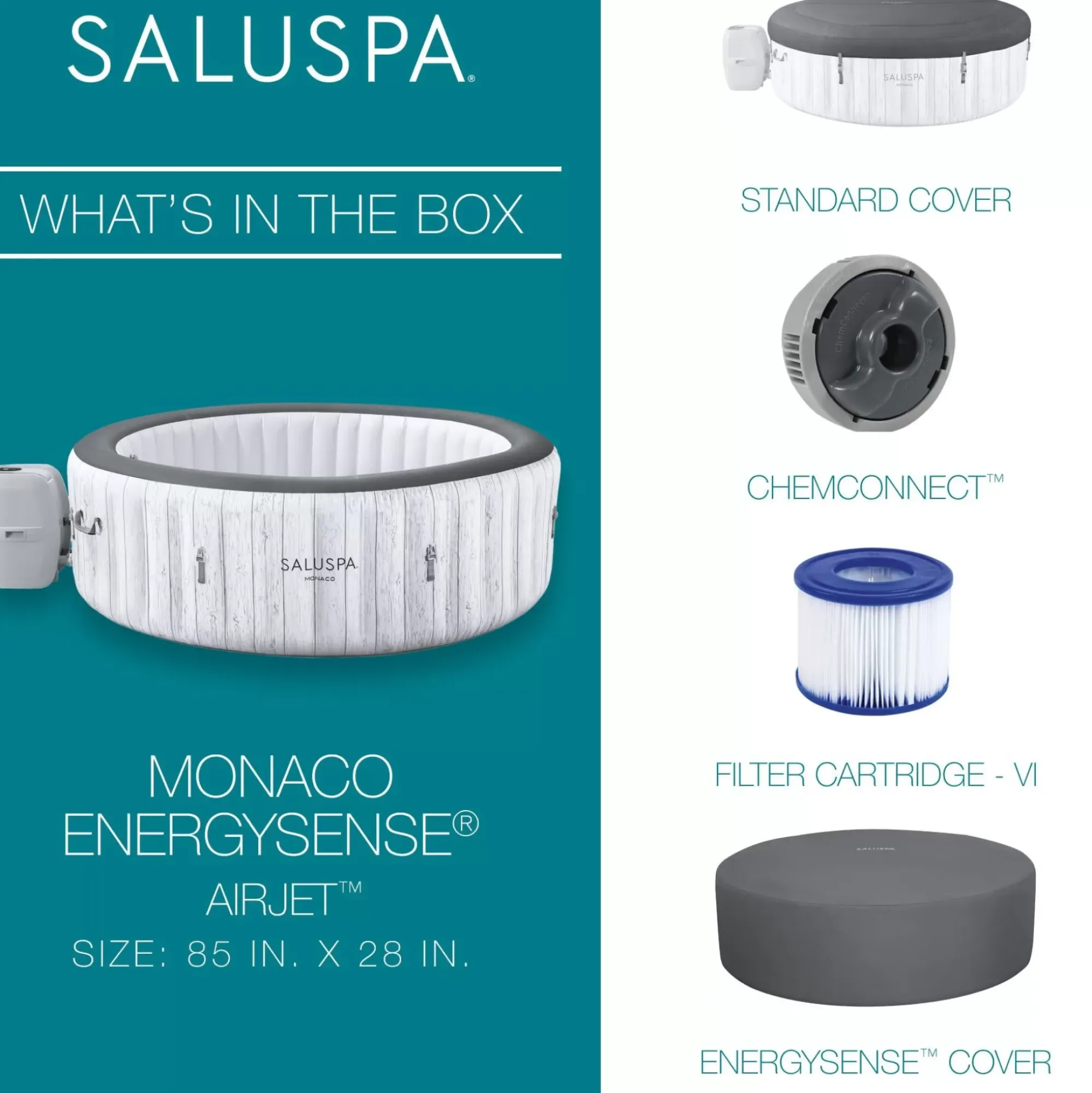 Bestway Airjet<Saluspa Monaco Energysense Smart Signature Airjet Inflatable Hot Tub With App-Control 5-7 Person